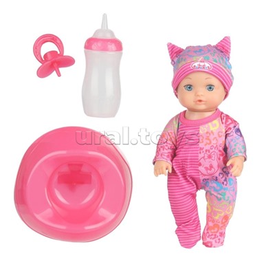 Пупс озвуч 20см, пьет, писает, закр. глазки, 3акс, 50 звуков