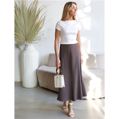 Футболка облегающая из хлопка в рубчик с вырезом лодочка с матовым покрытием металлик