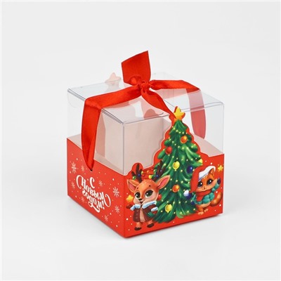Коробка подарочная новогодняя складная «С Новым годом», 7×7×7 см