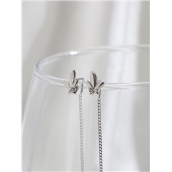 Серьги-продёвки из серебра с фианитами родированные 925 пробы с-0005р200