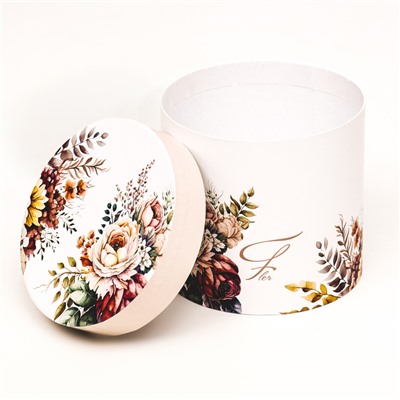 Набор шляпных коробок 5 в 1 «Пёстрые цветы», 22×19.5, 14×13 см