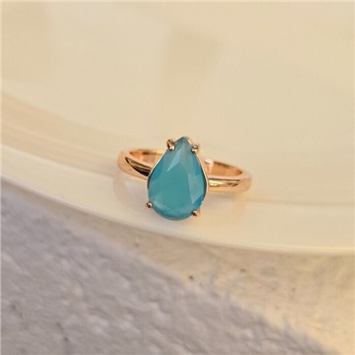 Кольцо 20 р ювелирная бижутерия коллекция "Дубай", покрытие позолота, вставка: фианиты, цвет: голубой матовый, арт.414.101-20