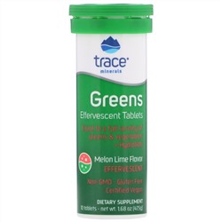 Trace Minerals Research, Greens, Effervescent Tablets, Melon Lime Flavor, 10 Tablets