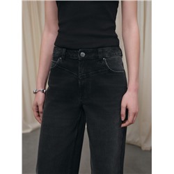 Актуальная коллекция CONTE CON-801 Чёрные джинсы wide leg с кокеткой