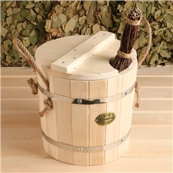 Запарник - ведро для бани и сауны, 7 л, липа, оцинкованная вставка, с крышкой, «Добропаровъ»