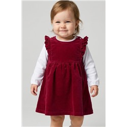 Комплект детский для девочек: сарафан текстильный, джемпер трикотажный (футболка с длинными рукавами PLAYTODAY, 1240256