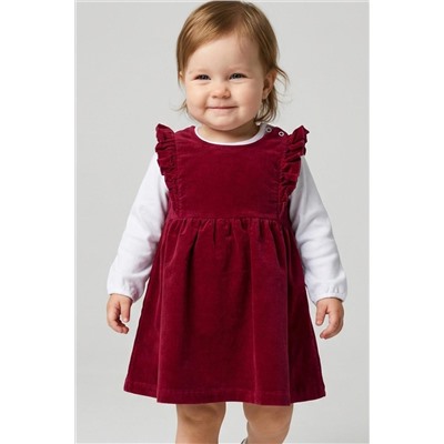 Комплект детский для девочек: сарафан текстильный, джемпер трикотажный (футболка с длинными рукавами PLAYTODAY, 1240256