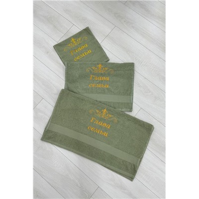 14419/4 Глава семьи полотенце махровое плотность 400 гр (Хаки)