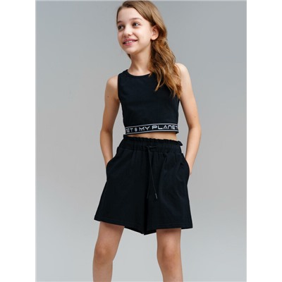 Комплект трикотажный для девочек: джемпер (футболка), шорты