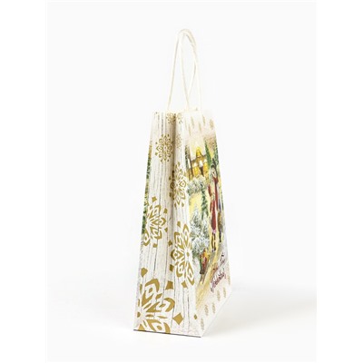 Пакет бумажный подарочный новогодний крафт «Детство» 18×8×25 см