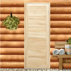 Дверь для бани и сауны, 180×70 см, деревянная, из шпунтованной доски