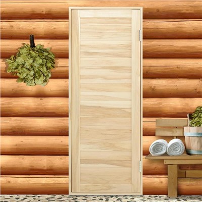 Дверь для бани и сауны, 180×70 см, деревянная, из шпунтованной доски