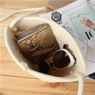 Сумка плетеная 21x15x9 / DW-12 /уп 30/100/бежевая