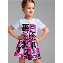 Комплект трикотажный для девочек: фуфайка (футболка), юбка-шорты