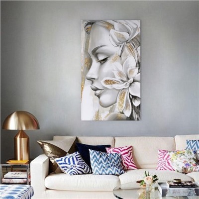 Картина «Девушка и цветы» интерьерная, 60×100 см