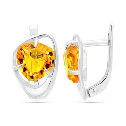 Серьги из серебра цитрин кварц, СП78