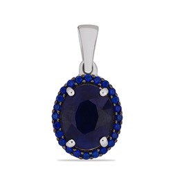 Подвеска, 1 сапфир корунд овал 7х9 мм/2.14 ct , наносапфир, Джайв