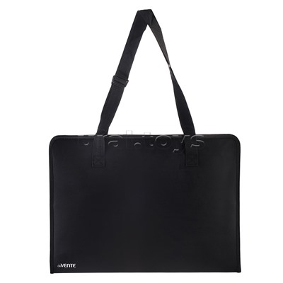 Папка для чертежей и рисунков на круговой молнии A3 (490x350x30 мм) 500 мкм, с карманом-сеткой, с регулируемыми ручками, черная