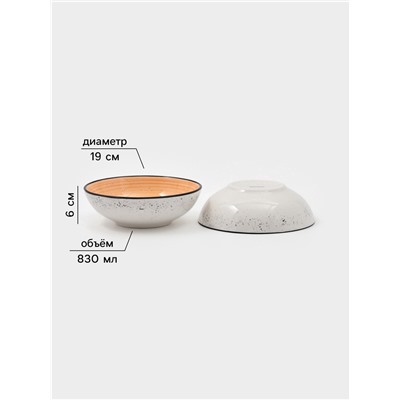 Набор посуды Доляна Nature Тар, 16 предметов: тарелки 8 шт. d=19 см, 27 см, глубокие 4 шт. 830 мл, кружки 4 шт. 400 мл, керамика, оранжевый