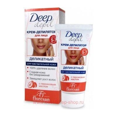 Ф-126 Deep depil Деликатный Крем-депилятор для удаления волос на лице с маслом персика 50 мл