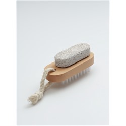 Пемза для педикюра с щёткой, с подвесом, искусственная щетина, 9.5×4 см, в коробке, коричневая