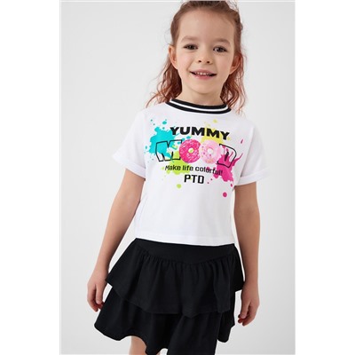 Комплект трикотажный для девочек: джемпер (футболка), юбка-шорты PLAYTODAY, 1240324