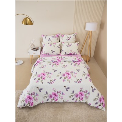 Постельное белье зима-лето из поплина с простыней на резинке - Джина