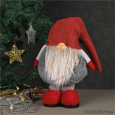 Новогоднее украшение Гном на телескопических ножках с бордовым колпаком 55/74 см / YX19811AB  /уп 36/