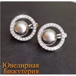 Серьги ювелирная бижутерия коллекция "Дубай" покрытие: посеребрение, вставка: фианиты, арт.947.712