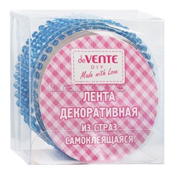 Клейкая лента декоративная "Стразы" бирюзовая, акриловые стразы на полиэтиленовой основе, 16 ммx50 см, картонная втулка, в пакете с блистерным подвесом