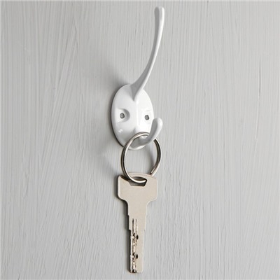 Крючок мебельный ТУНДРА TKd=002 LIGHT, двухрожковый, белый, 4 шт. TMP