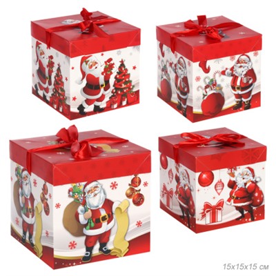 Коробка подарочная 15x15x15 см складная / 120-M /уп 12/840/Новый год
