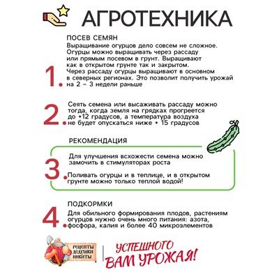 Семена Огурец «Изящный», 0.3 г, «Рецепты дедушки Никиты»