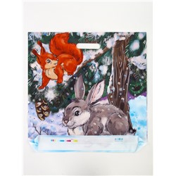 Пакет подарочный новогодний «Зимовье», полиэтиленовый с вырубной ручкой, 38×45 см, 50 мкм