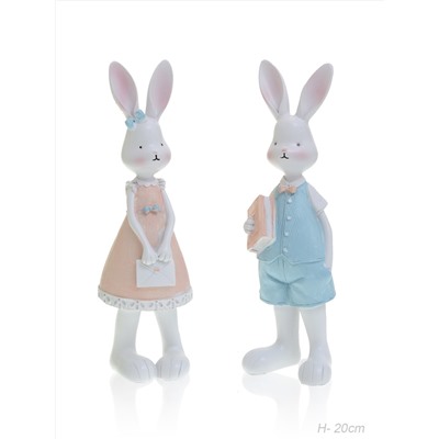 Фигурка Кролик 2 штуки набор 20 см Пасха / 9586 /уп 48/