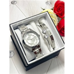 Подарочный набор для женщин часы, 2 браслета + коробка #22863143