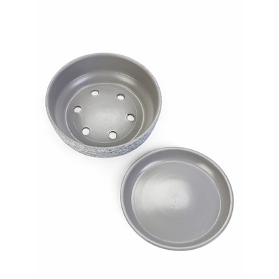 Горшок для цветов «Бонсай» керамический, с поддоном, для кактусов и суккулентов, 2 л, серый