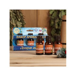 Новогодний набор эфирных масел «С Новым годом! С легким паром!», сосна, эвкалипт и мята, 3 шт. по 15 мл