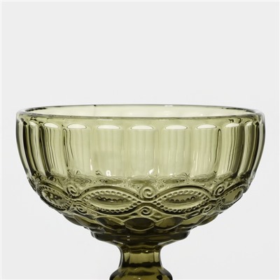 Креманка стеклянная Magistro «Ла-Манш», 350 мл, 12×10.5 см, цвет зелёный