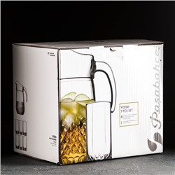 Набор для напитков Paşabahçe Valse, кувшин 1.3 л, стаканы 290 мл, стекло, прозрачный, набор из 7 предметов