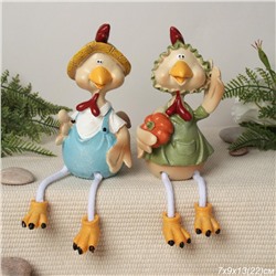 Фигурка Петух/Курица висячие ножки 2 штуки набор 22 см / 9184 /уп 48/ Пасха