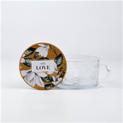 Кружка с крышкой стеклянная With love, 450 мл