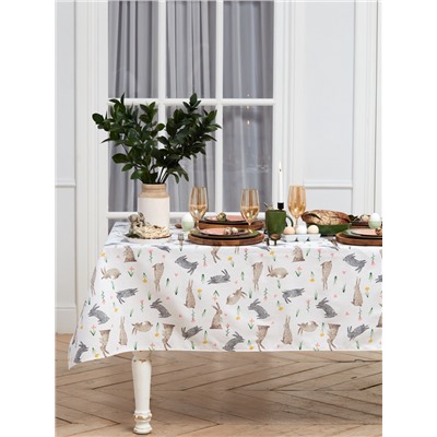 Скатерть пасхальная «Доляна» Fluffy bunnies, 110×144 см, 100% хлопок, 164 г/м²