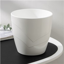 Кашпо для цветов «Грация», 2 л, d=15 см, h=14.5 см, пластиковое, со вставкой, белое