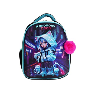 Рюкзак каркасный 35х27х13 см, deVENTE Junior 14L Korokoro, + брелок, для девочки