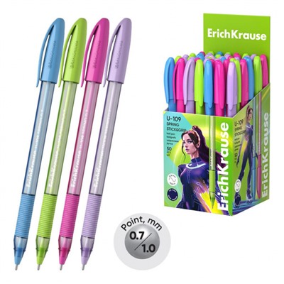 Ручка шариковая U-109 Spring Stick Grip Ultra Glide Technology синяя 1.0мм 58109 ErichKrause