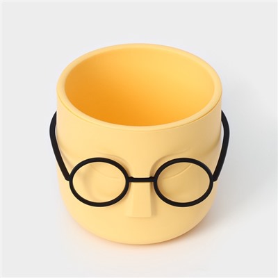 Кашпо для цветов со вставкой «Стив», 650 мл, d=11.5 см, h=10.5 см, жёлтое