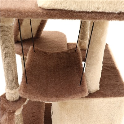 Комплекс для кошек с когтеточкой, разборный, 8ми уровневый, 77×90×163 см, бежевый