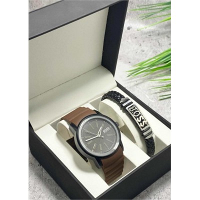 Подарочный набор для мужчины часы и браслет + коробка #22853349