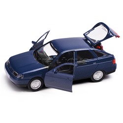 Машина металл. Ваз-2112 12 см, двери, багаж, темно-серый, в коробке